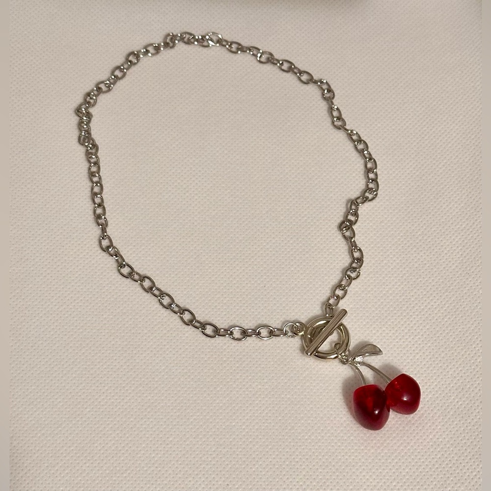 Vintage Cherry Pendant Choker Necklace for Women Party Wedding Jewelry Gift - Picture 5 of 10